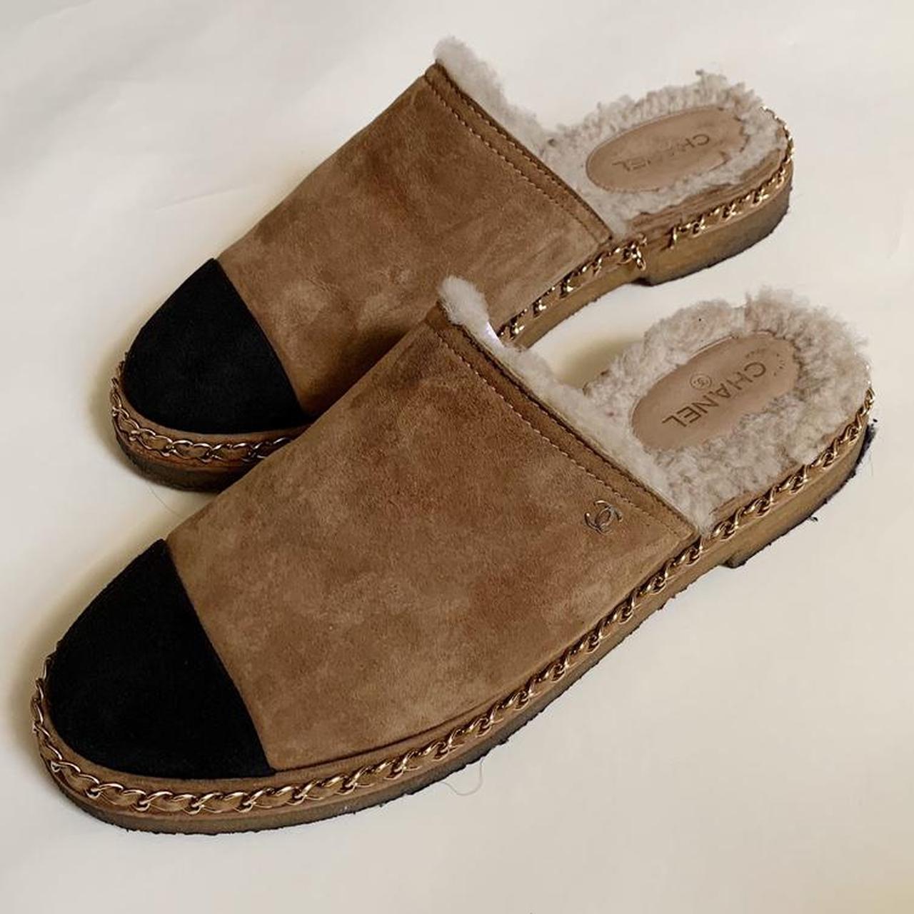 chanel shearling mules