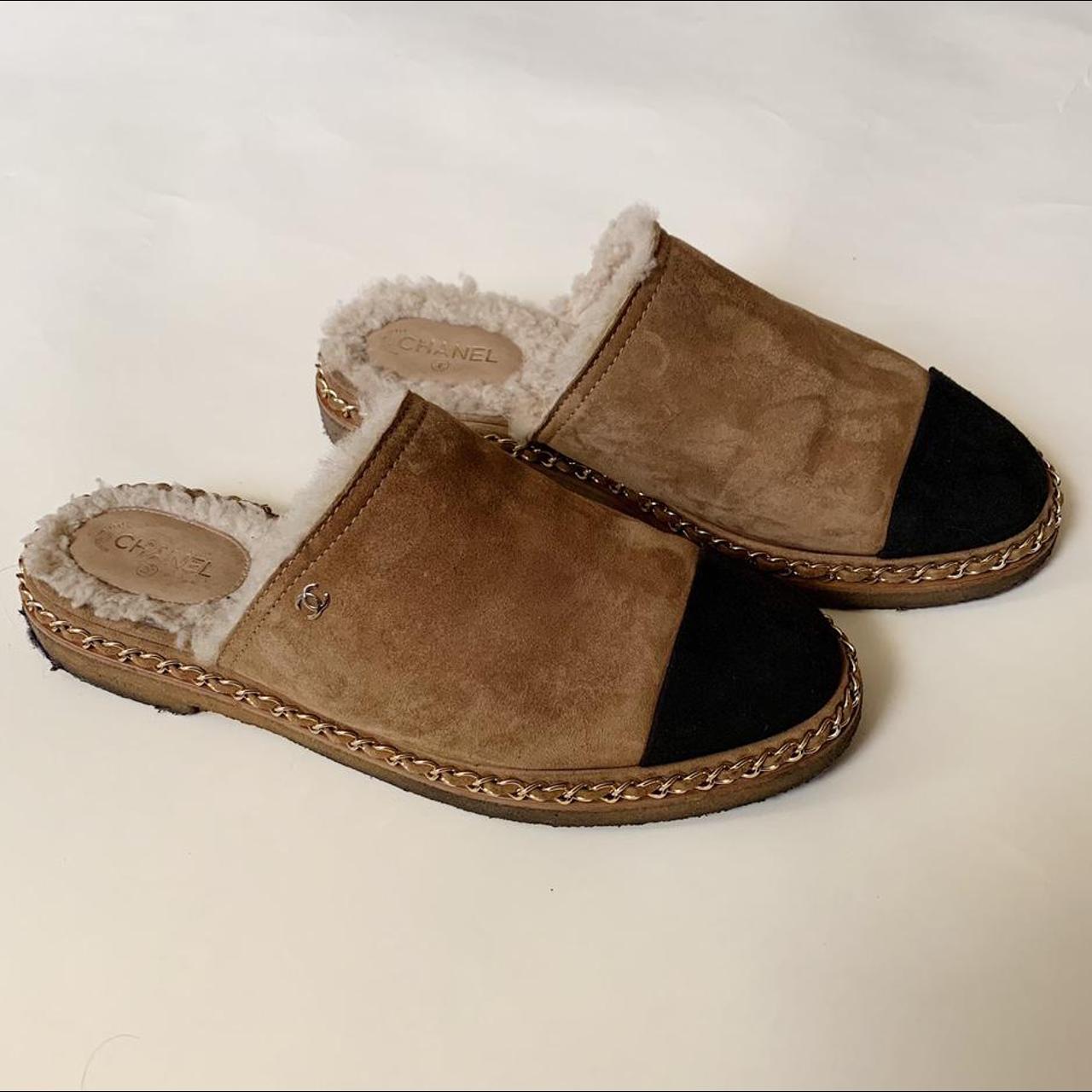 Chanel Kid Suede Shearling Mules Slides - Women’s