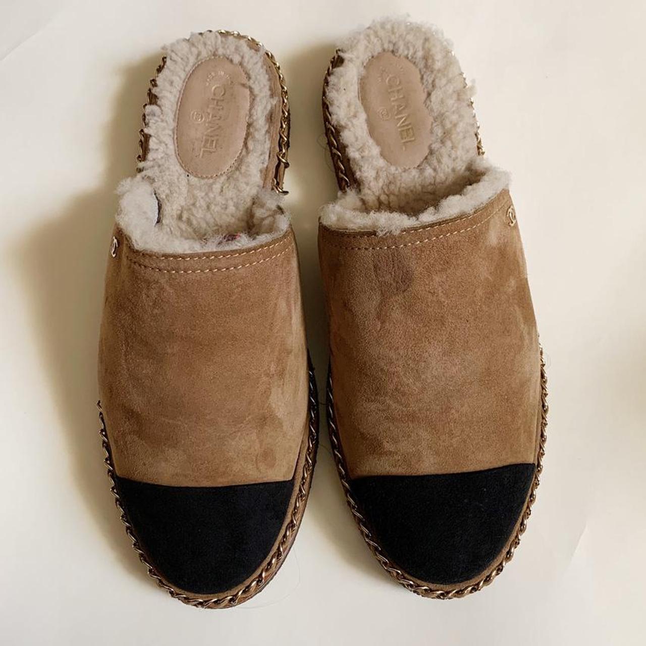 Chanel Kid Suede Shearling Mules Slides - Women’s