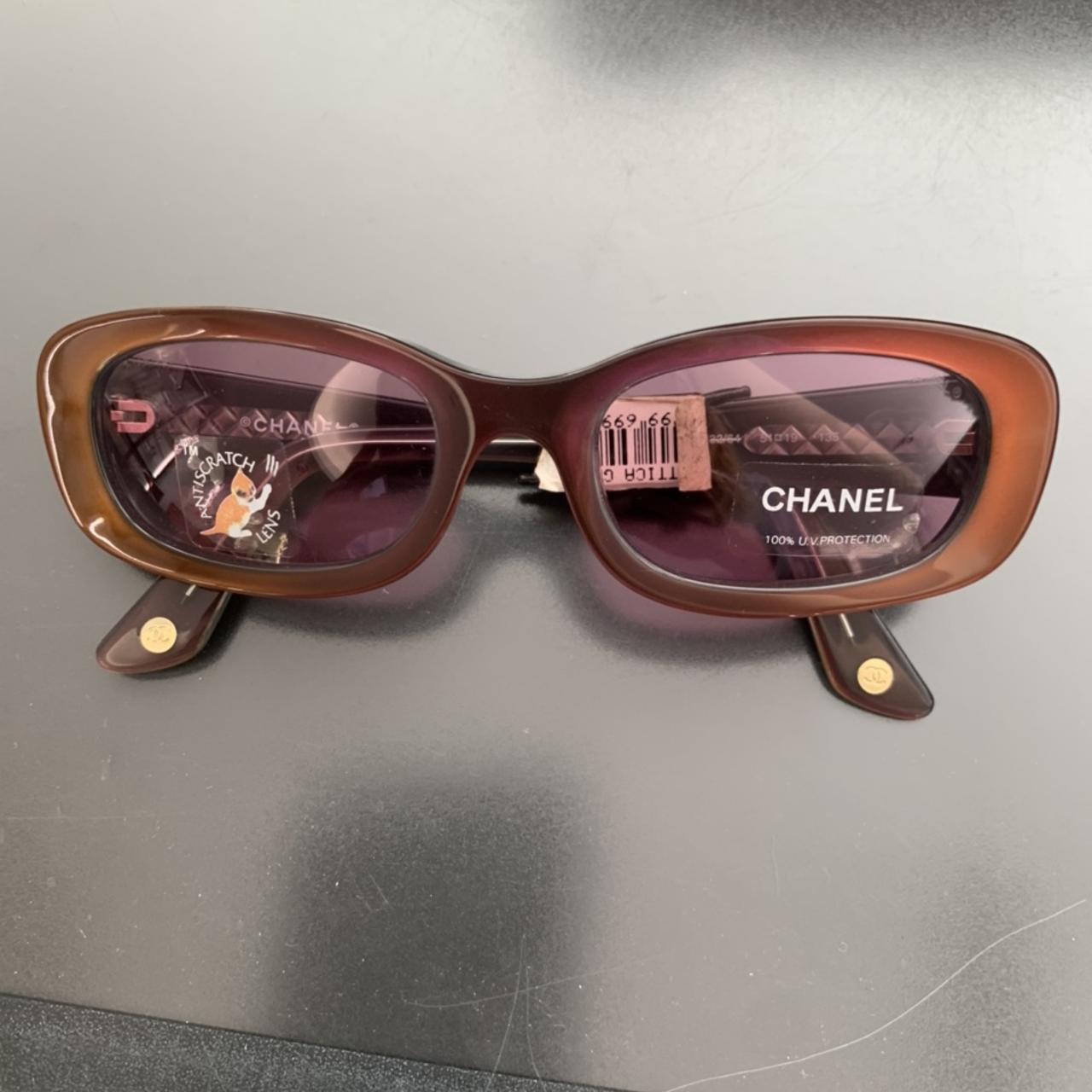 Retro Vintage 90s Chanel 4027 Sunglasses Rimless Red - Depop