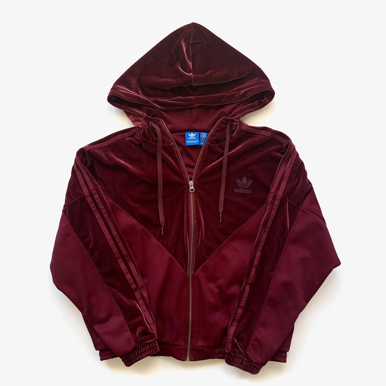 Adidas maroon cheap velvet hoodie