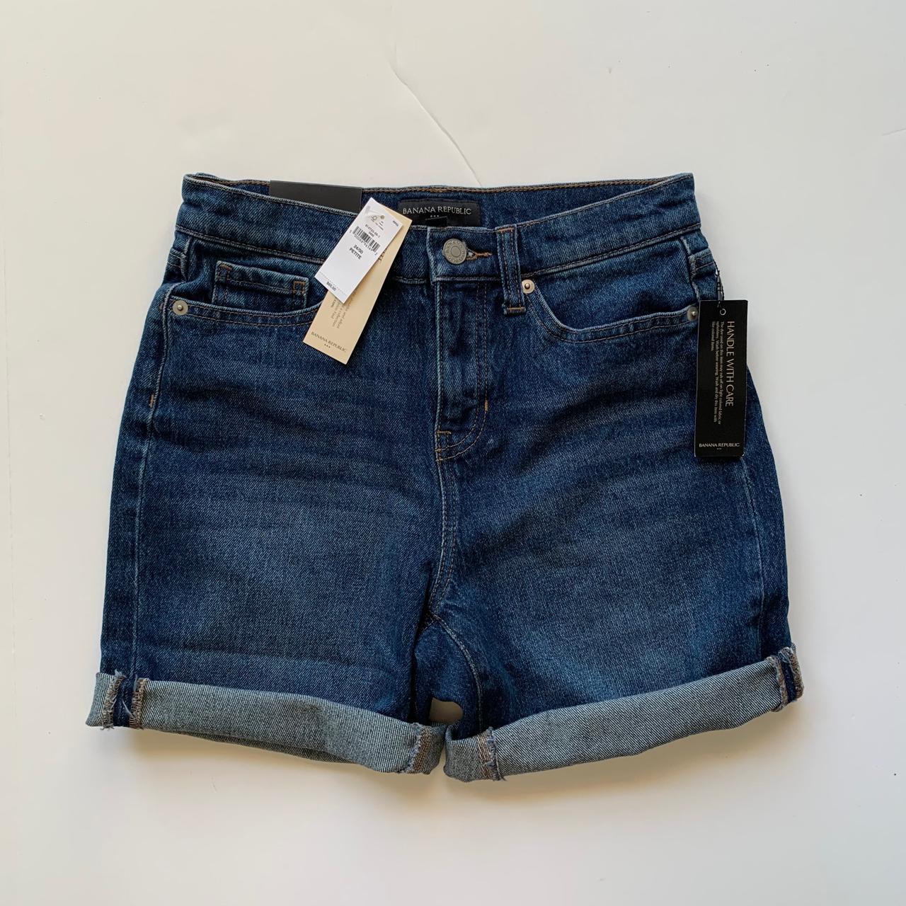 Banana Republic dark wash bermuda denim jean shorts... - Depop