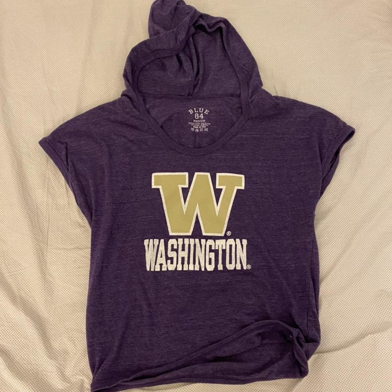 University of Washington purple t-shirt with hoodie... - Depop