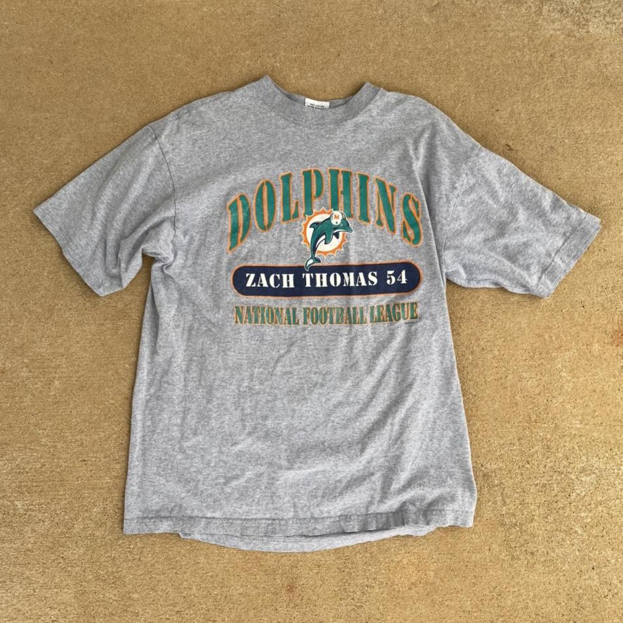 XL Zach Thomas Miami Dolphins T-shirt #grey... - Depop