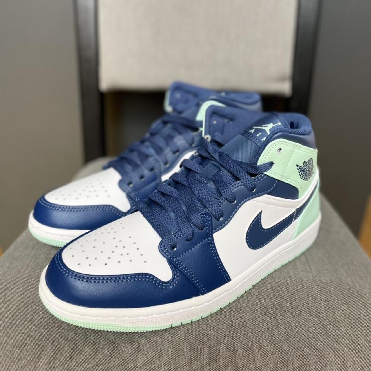 Nike Air Jordan 1 Mid Mystic Navy Mint... - Depop