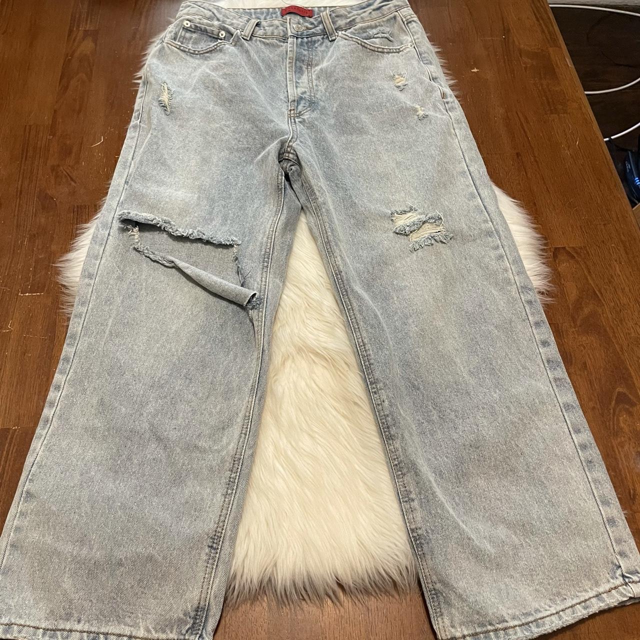 Signature8 Baggy Wide Leg distressed jeans with... - Depop