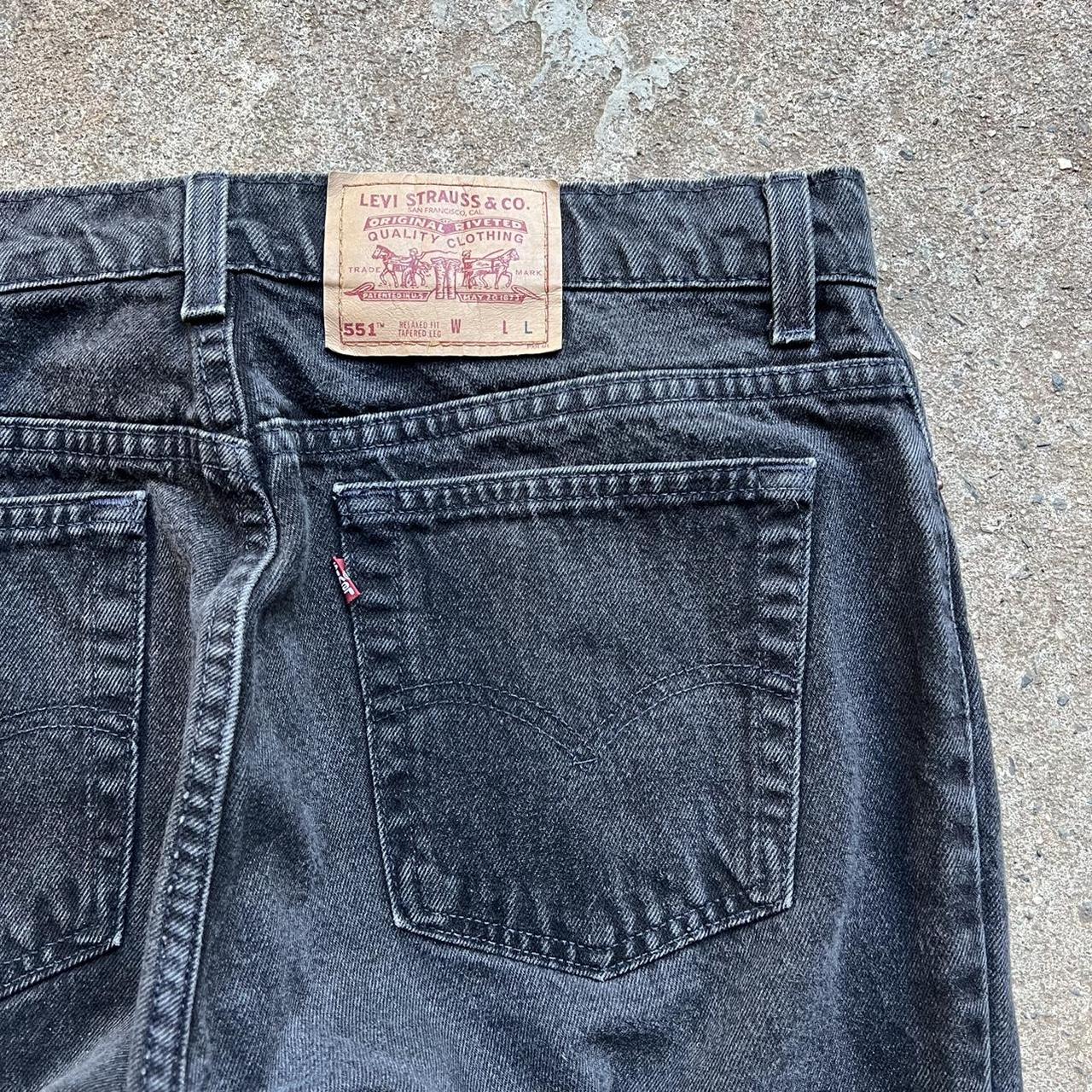 vintage levi 551 grey denim jeans tagged 18 long... - Depop