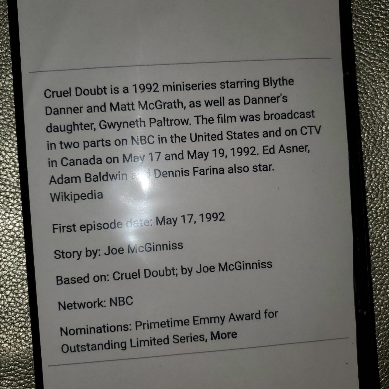 Cruel Doubt Part ~(Dvd 1992)~ Gwynyth Depop