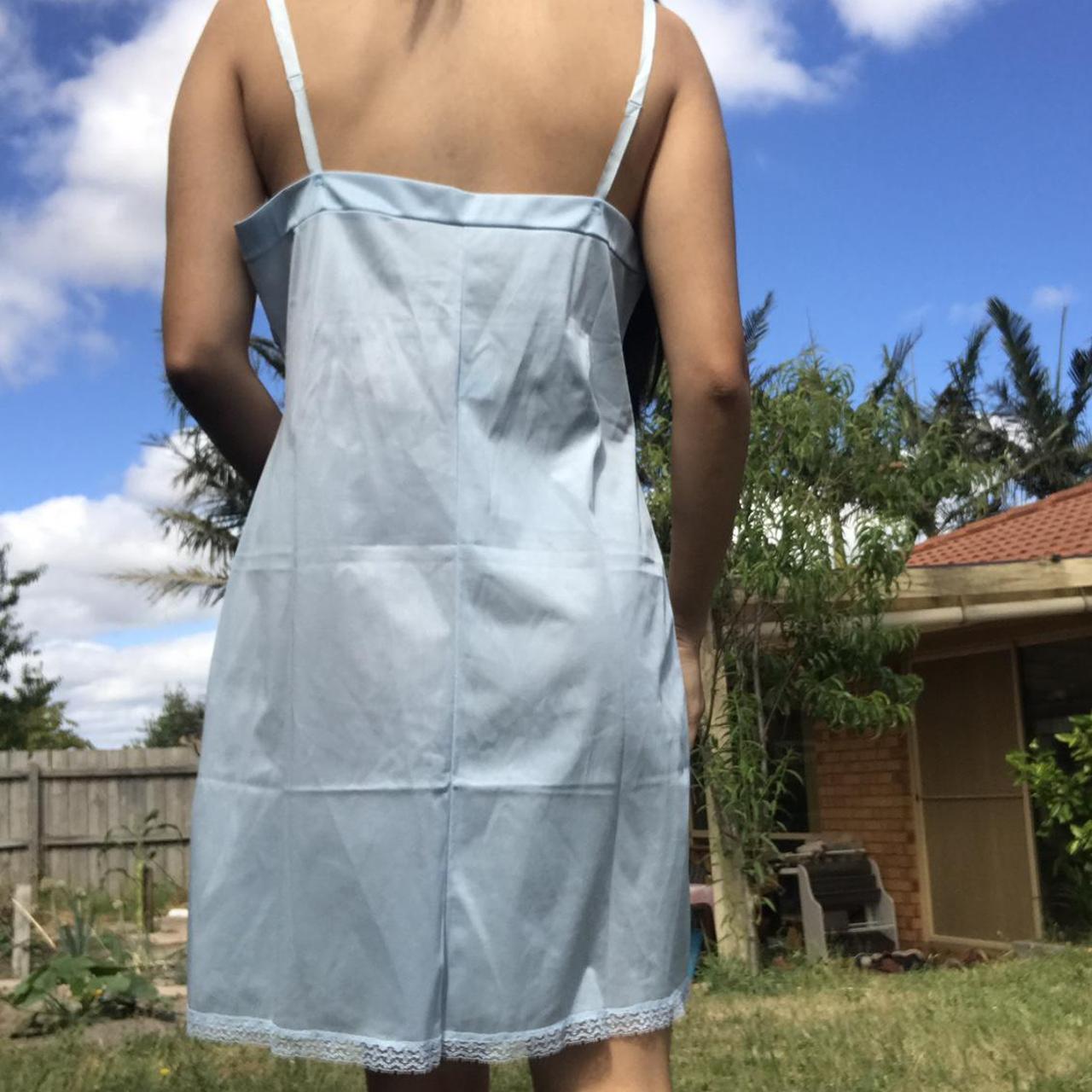 Baby blue slip dress beautiful lace and shell... Depop