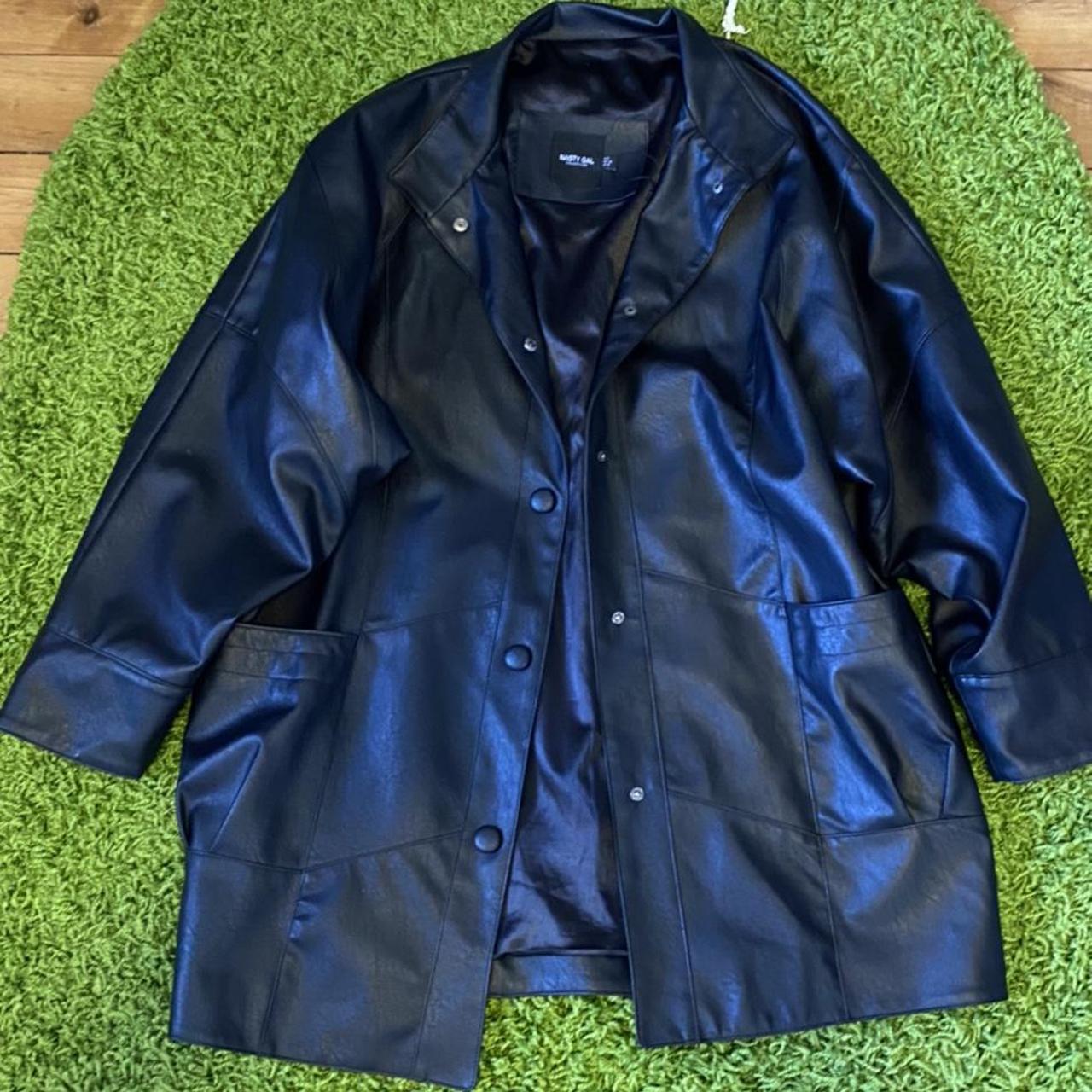 oversized faux leather jacket id recommend for a... - Depop