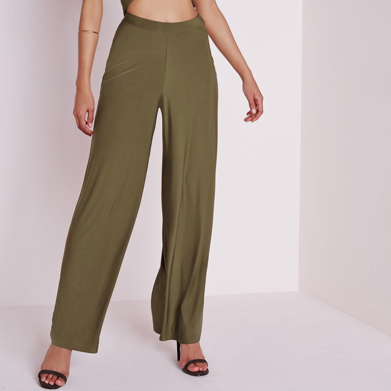 Ladies Trousers Missguided Wide Leg Trousers Missguided Green