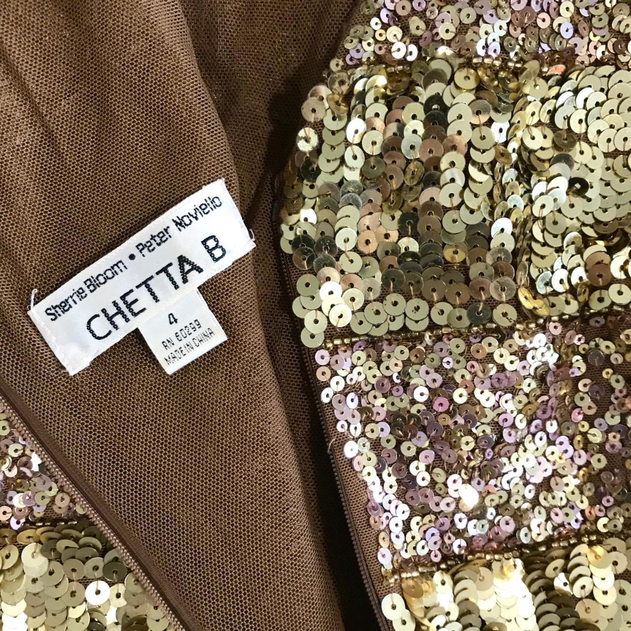 CHETTA B Gold Sequin Vintage Dress With Round Neck... - Depop