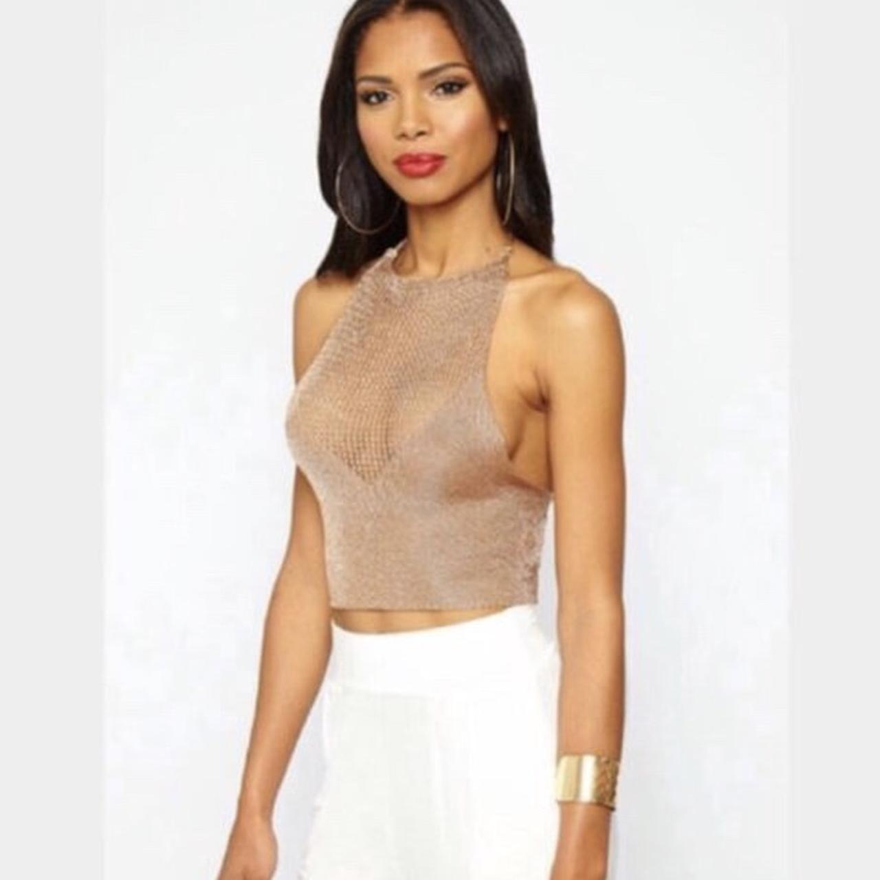 gold halterneck top