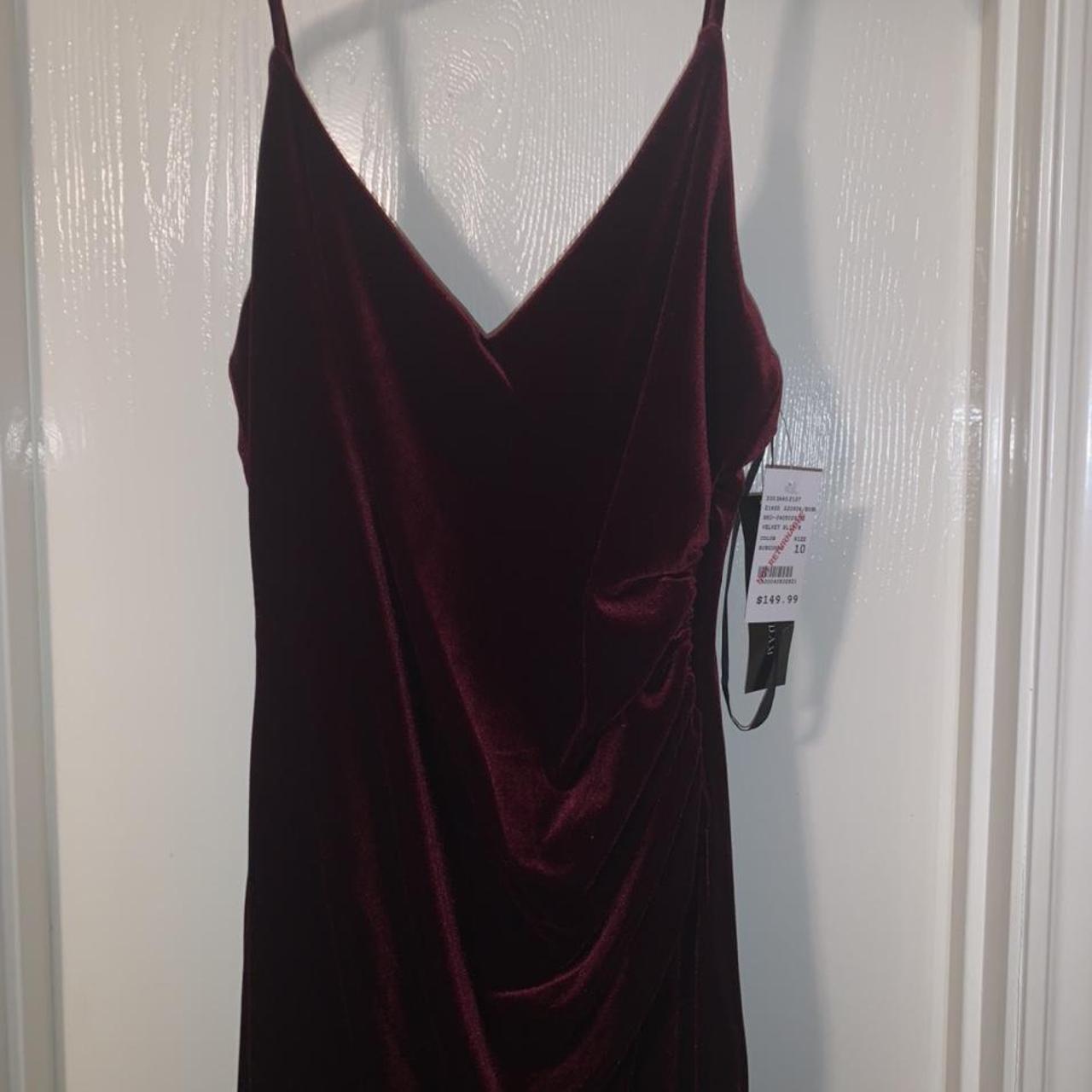 burgundy velvet prom dress