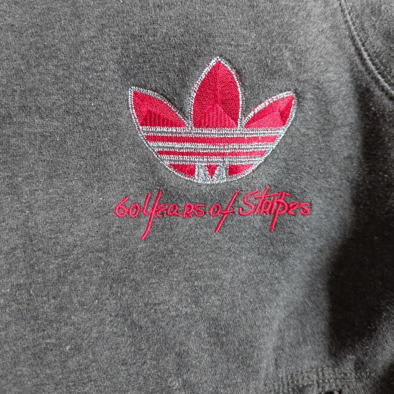 Adidas grey and red zip up hoodie Large Depop