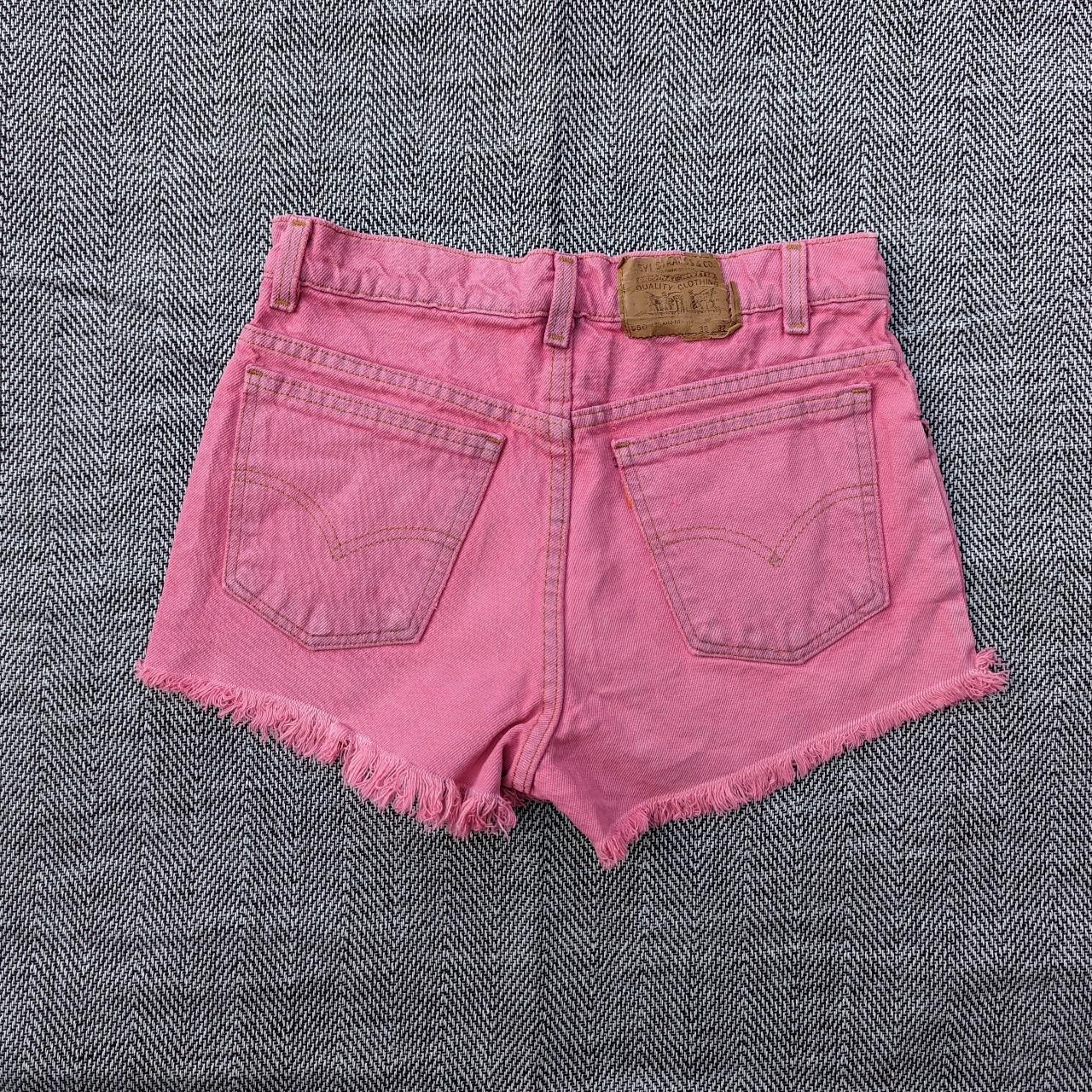 Levi's Neon Pink Distressed Shorts High Rise Raw - Depop