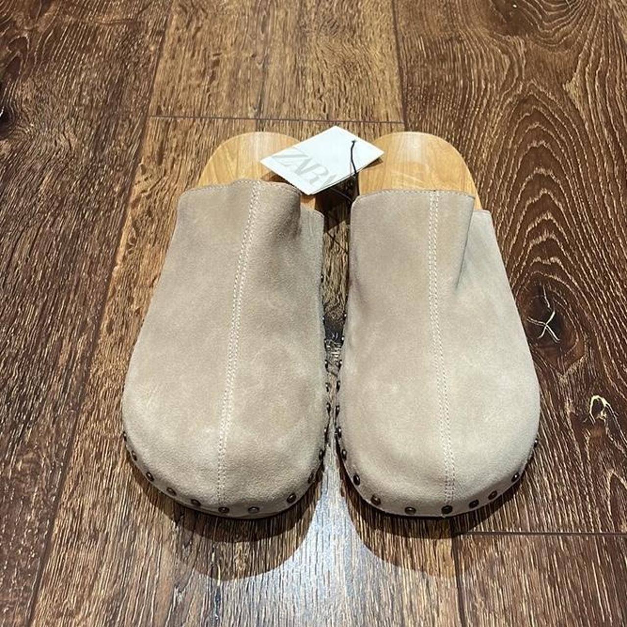 Zara Studded Suede Clogs. Suede clogs with studs.... Depop
