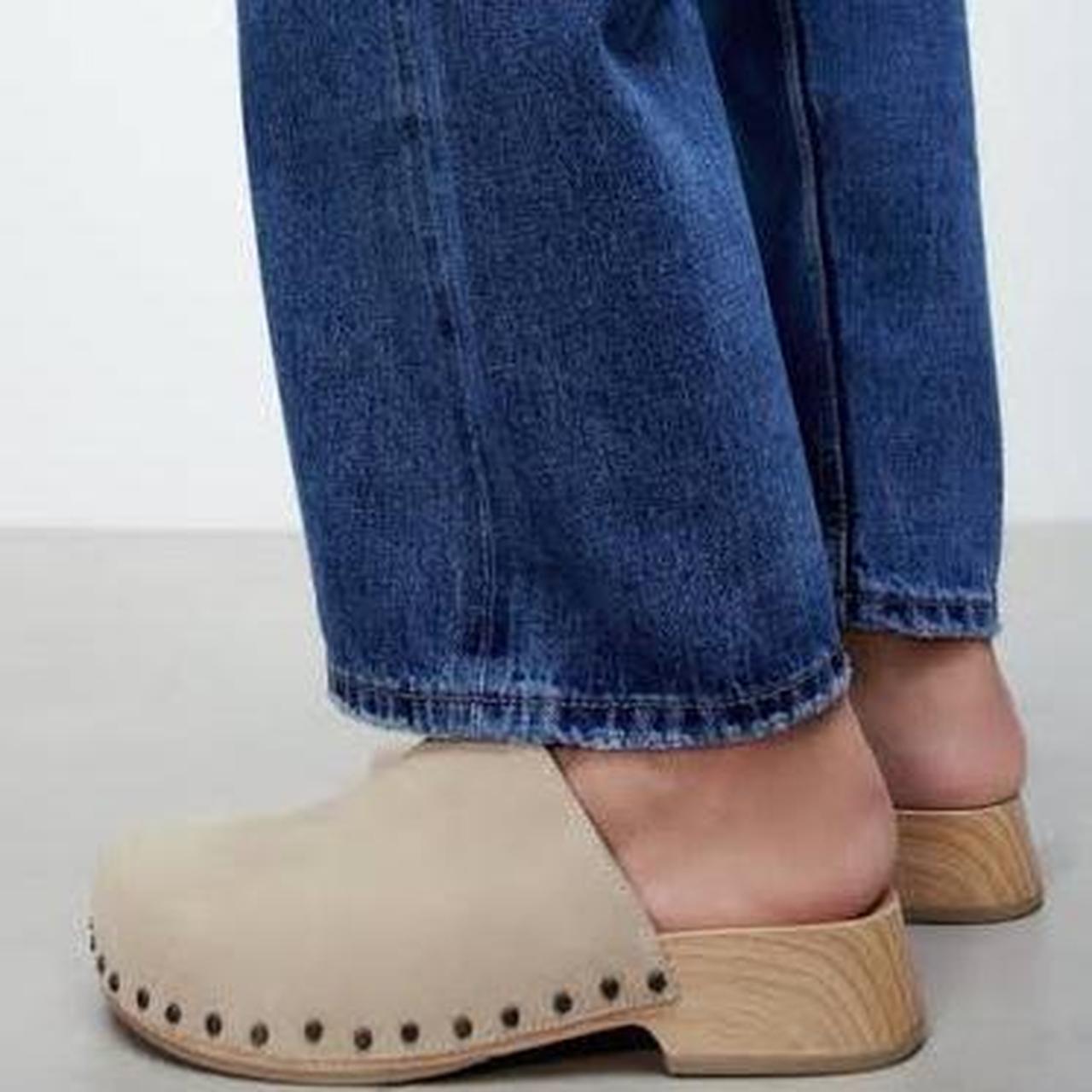 Zara Studded Suede Clogs. Suede clogs with studs.... Depop