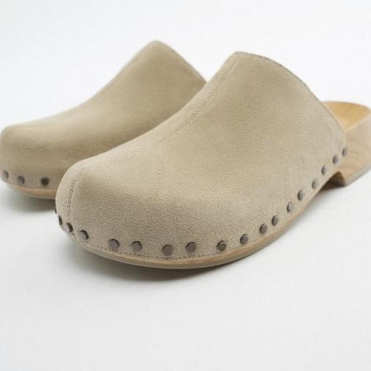 Zara Studded Suede Clogs. Suede clogs with studs.... Depop