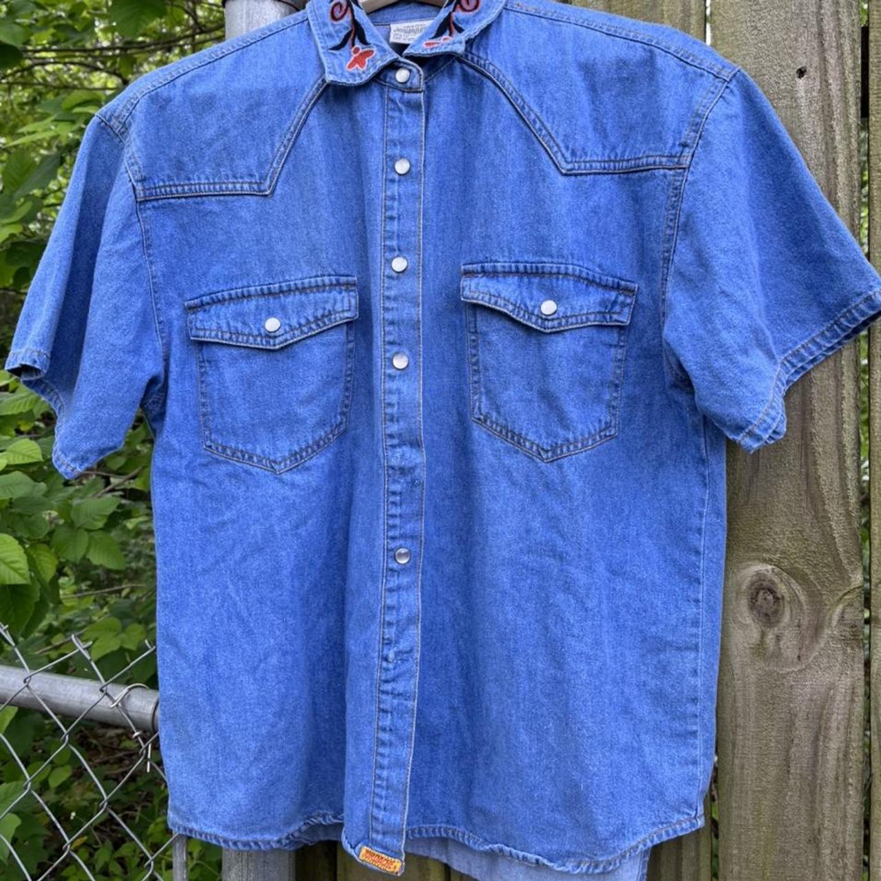 Vintage denim shirt with beautiful details. Could be... - Depop