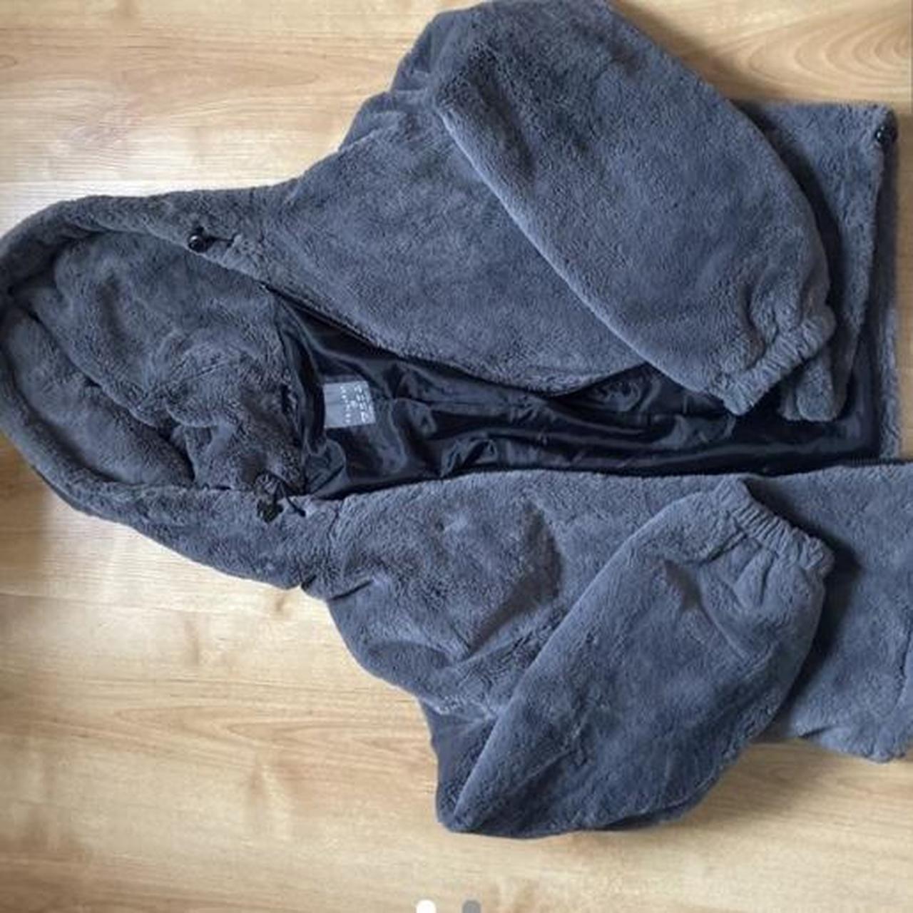 Grey fluffy hooded jacket Primark Never worn Depop