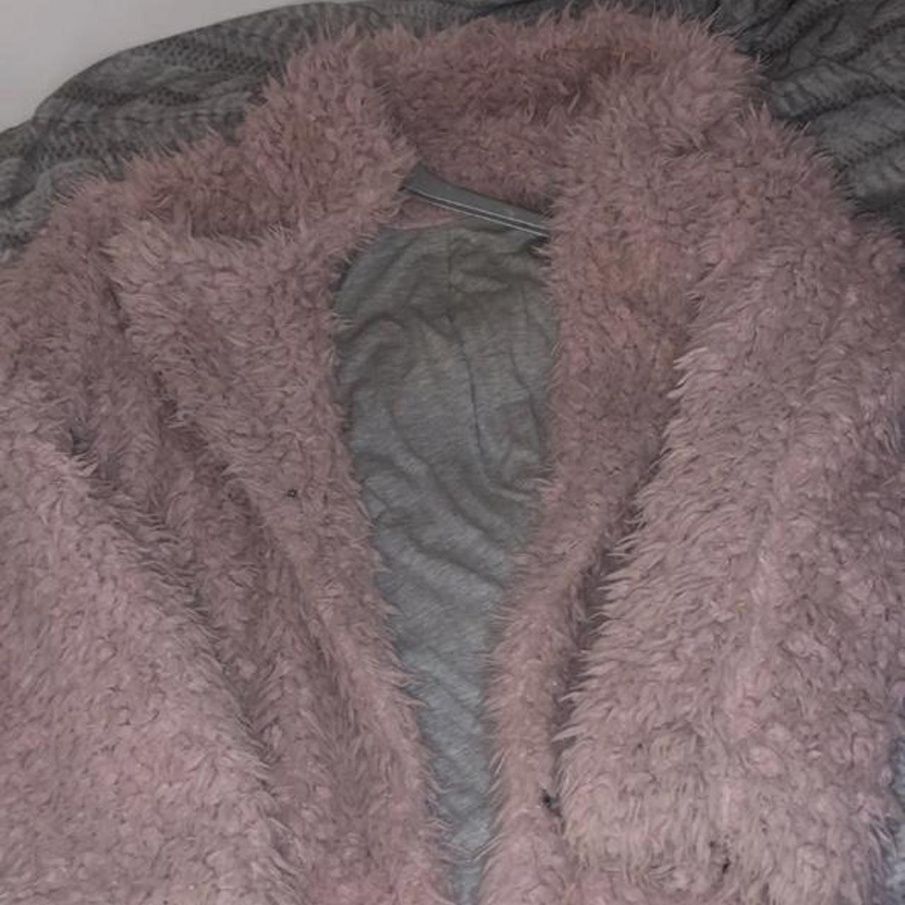 Long fluffy pink coat - Depop