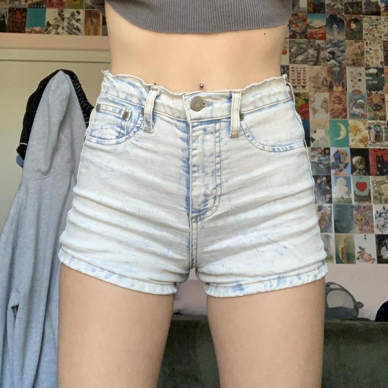 Women's White and Blue Shorts | Depop