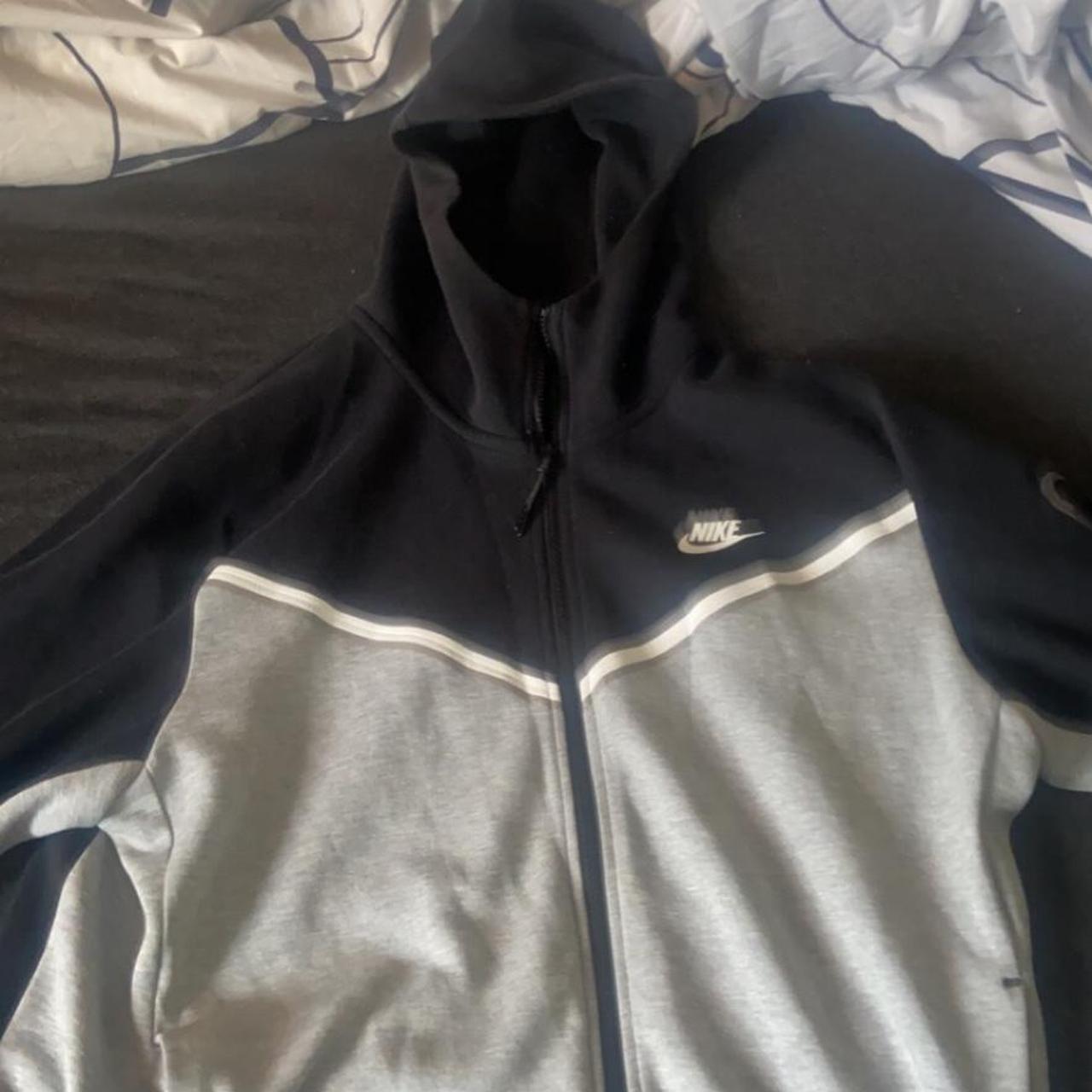 Nike tech fleece hoodie grey & black large #nike... - Depop