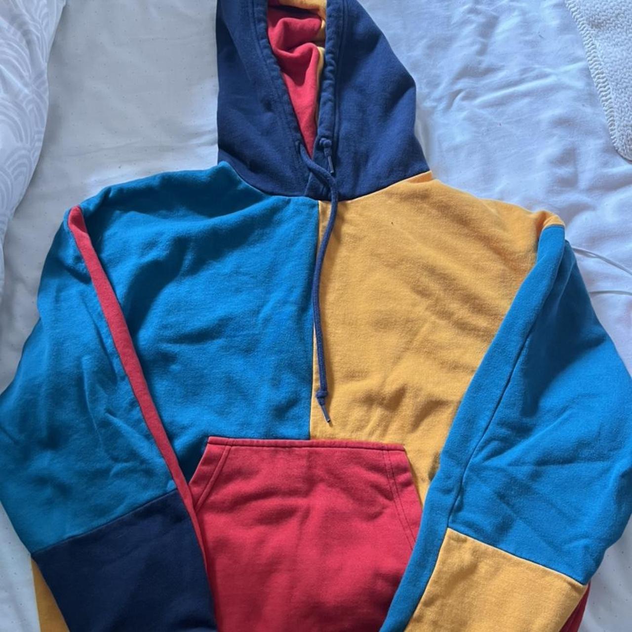 Urban Outfitters Men's Yellow and Red Hoodie Depop