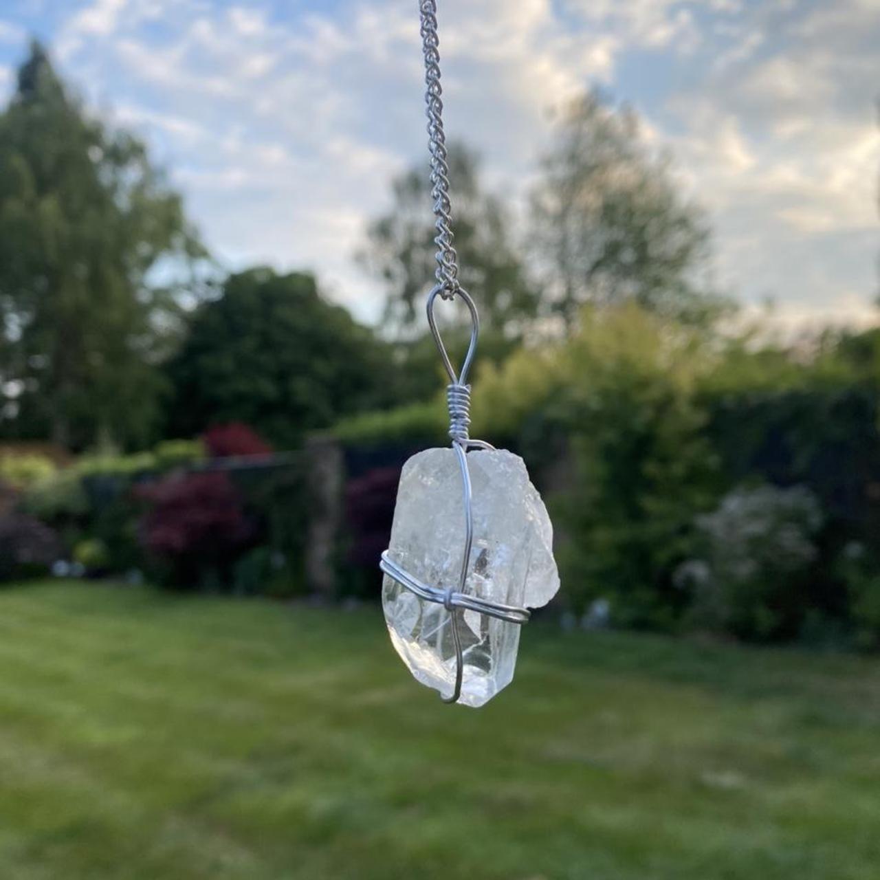 Clear Quartz Point Crystal Necklace Wrapped In Non Depop