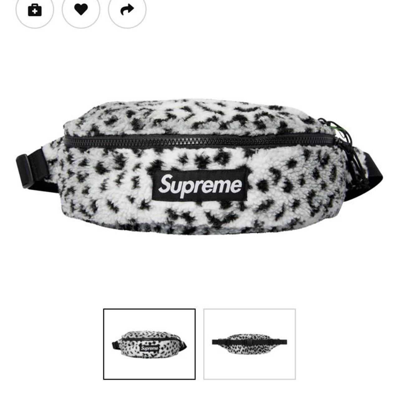 Authentic Supreme leopard fleece bag   bum bag... - Depop