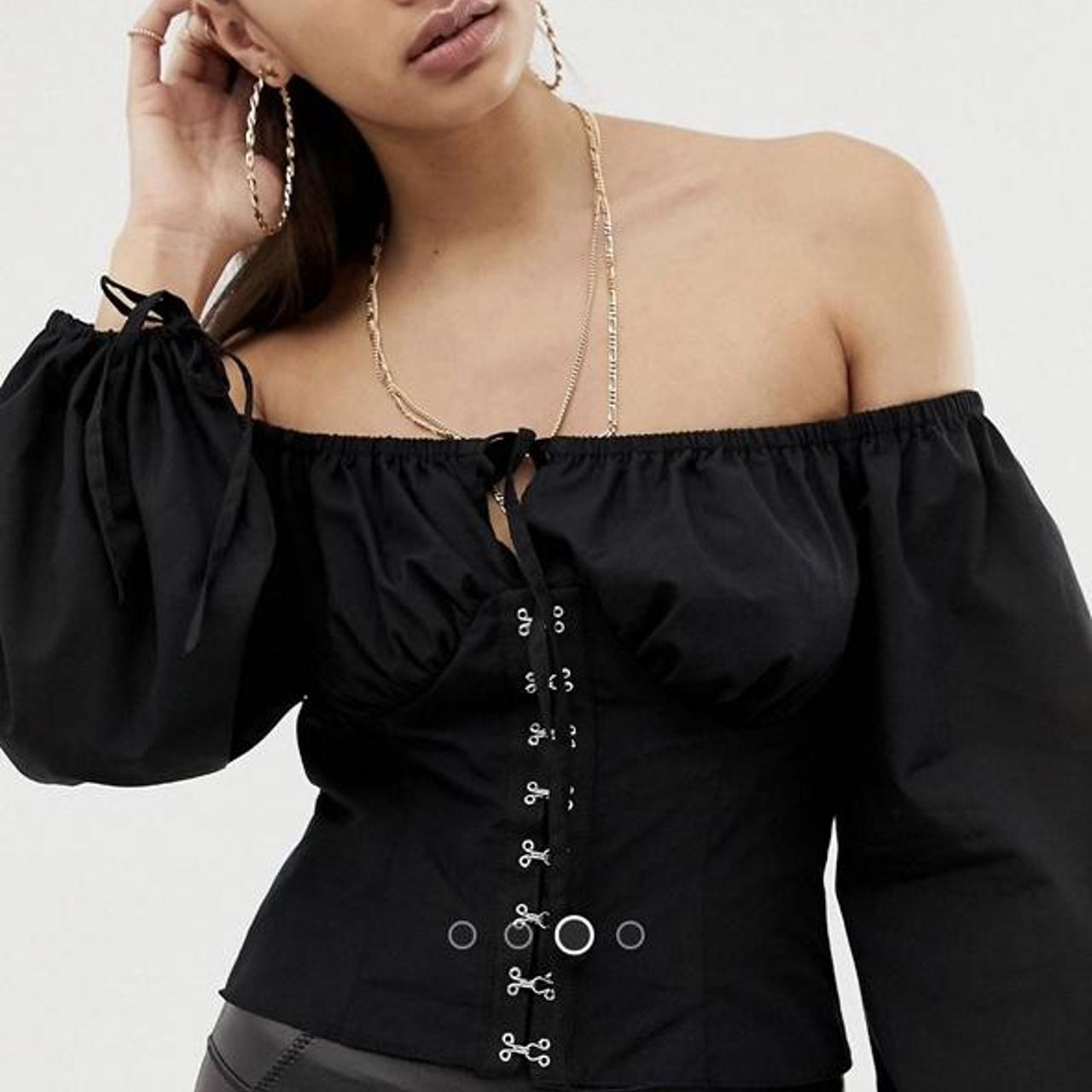 ASOS DESIGN lace corset top with long sleeve & lace up detail in
