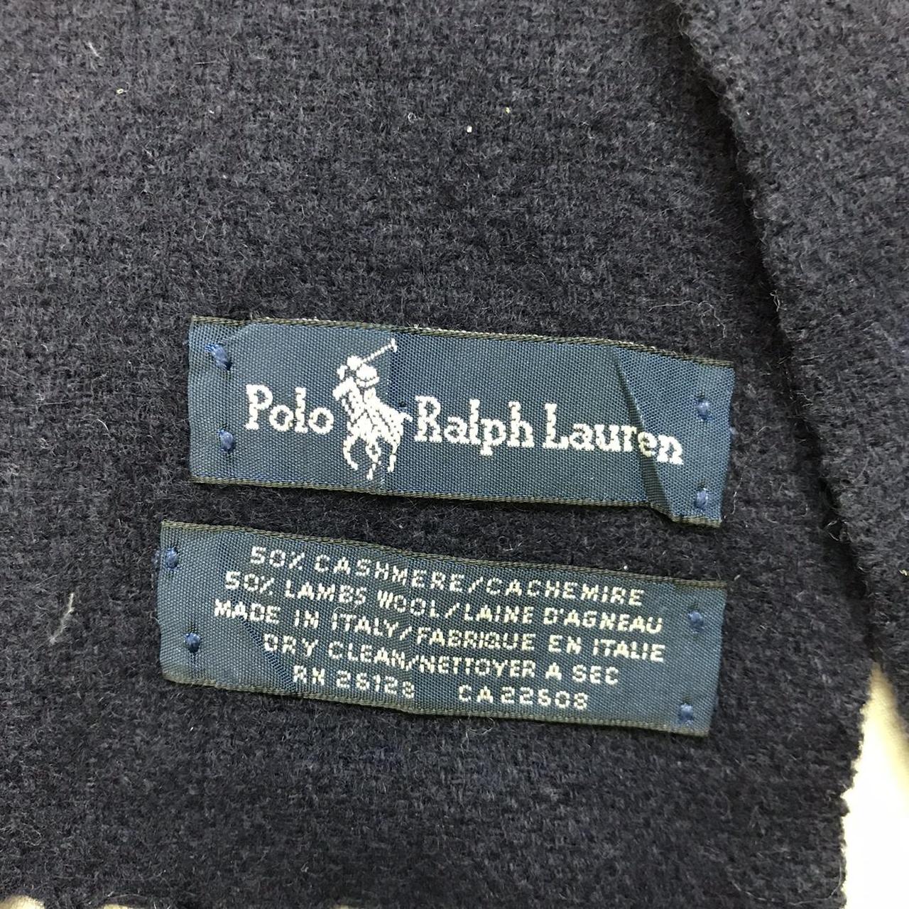 POLO RALPH LAUREN Navy Muffler Fringes Scarf Made in... - Depop