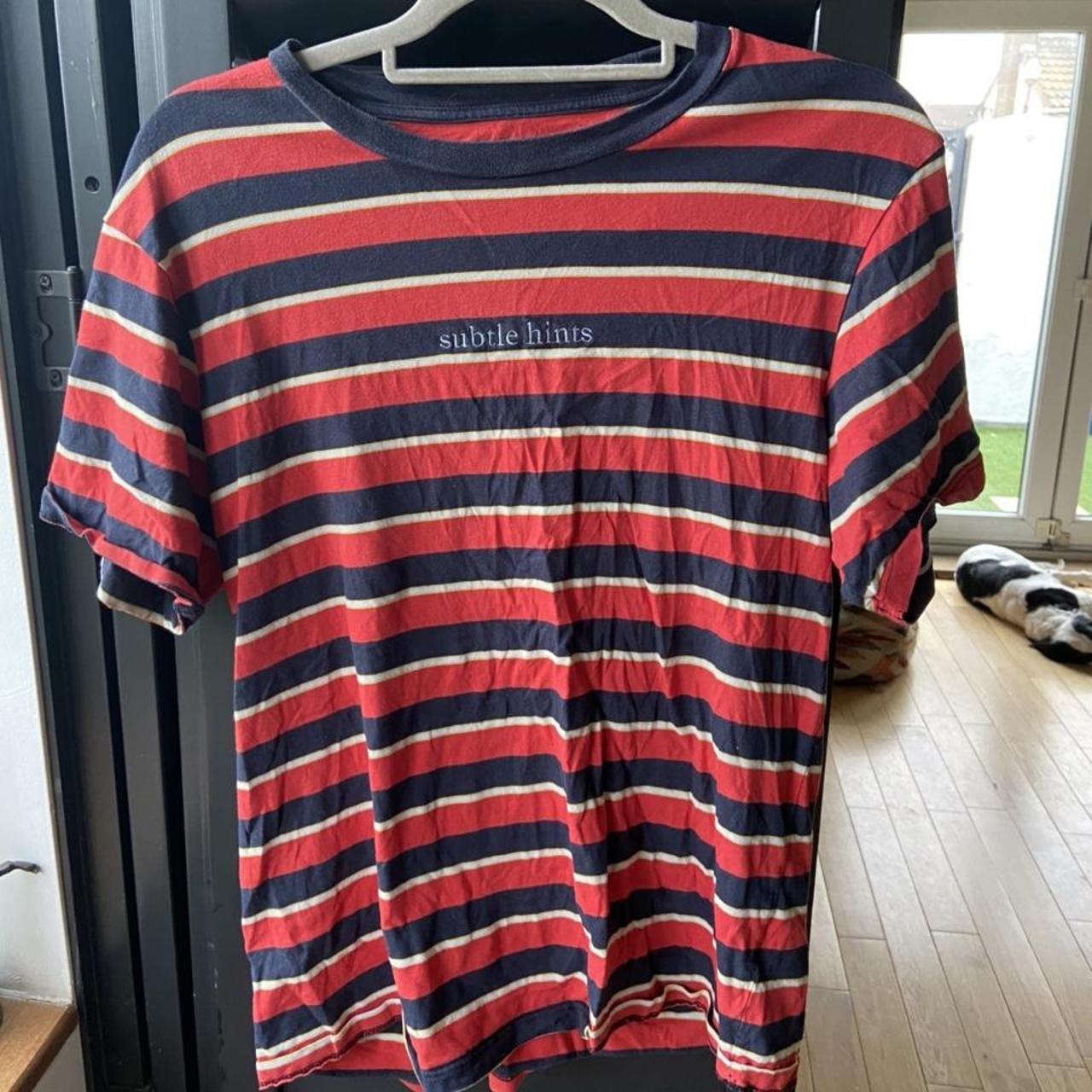 Urban Outfitters Men's Red and Blue T-shirt | Depop