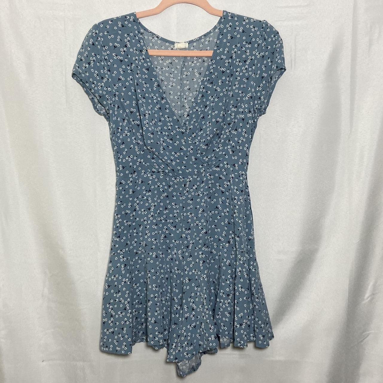 Garage Women's Blue and White Playsuitromper Depop