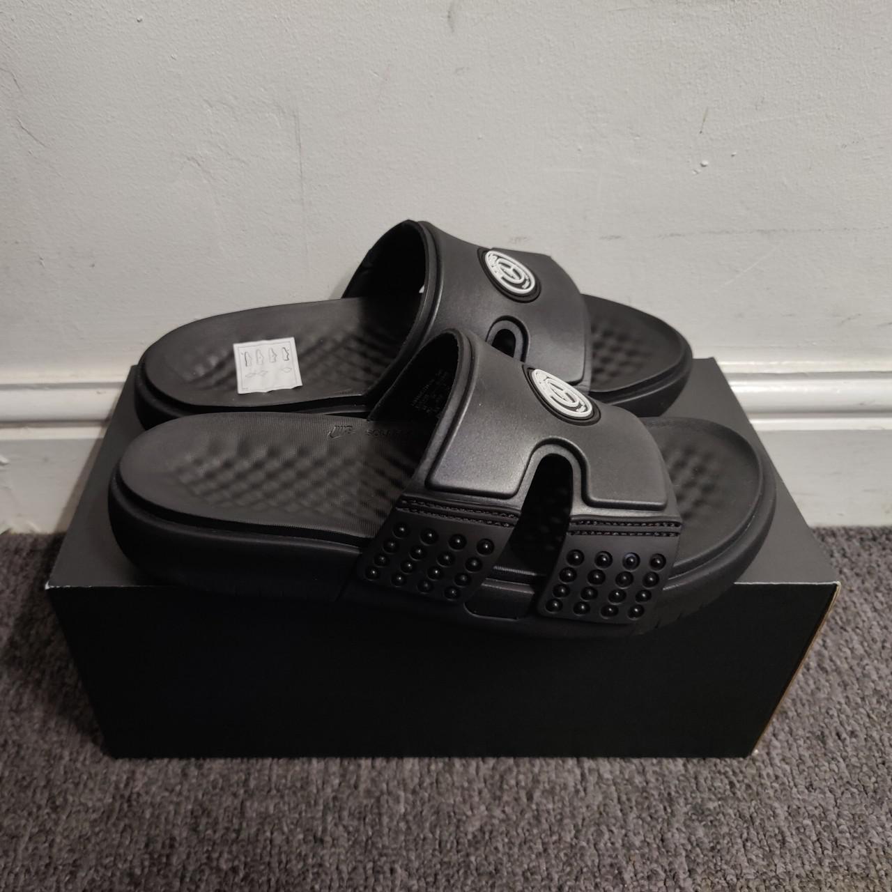 NIKE JORDAN PARIS HYDRO 8 PSG SLIDERS BLACK WHITE Depop