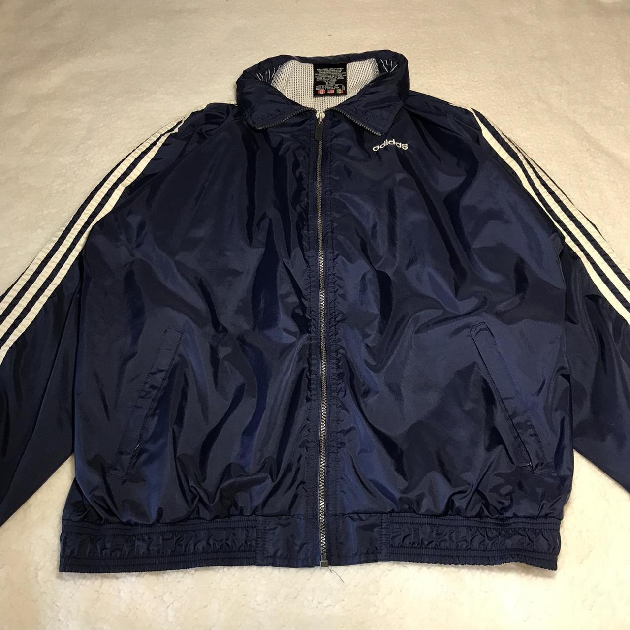 Adidas Men's Navy and White Jacket | Depop