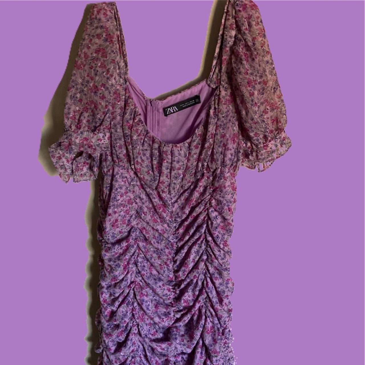 Zara Women's Purple and Pink Dress Depop