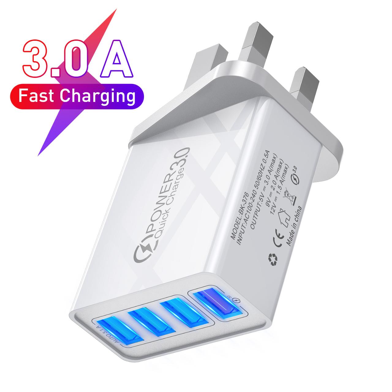 4 Multi-Port Fast Quick Charge USB Hub Mains Wall... - Depop