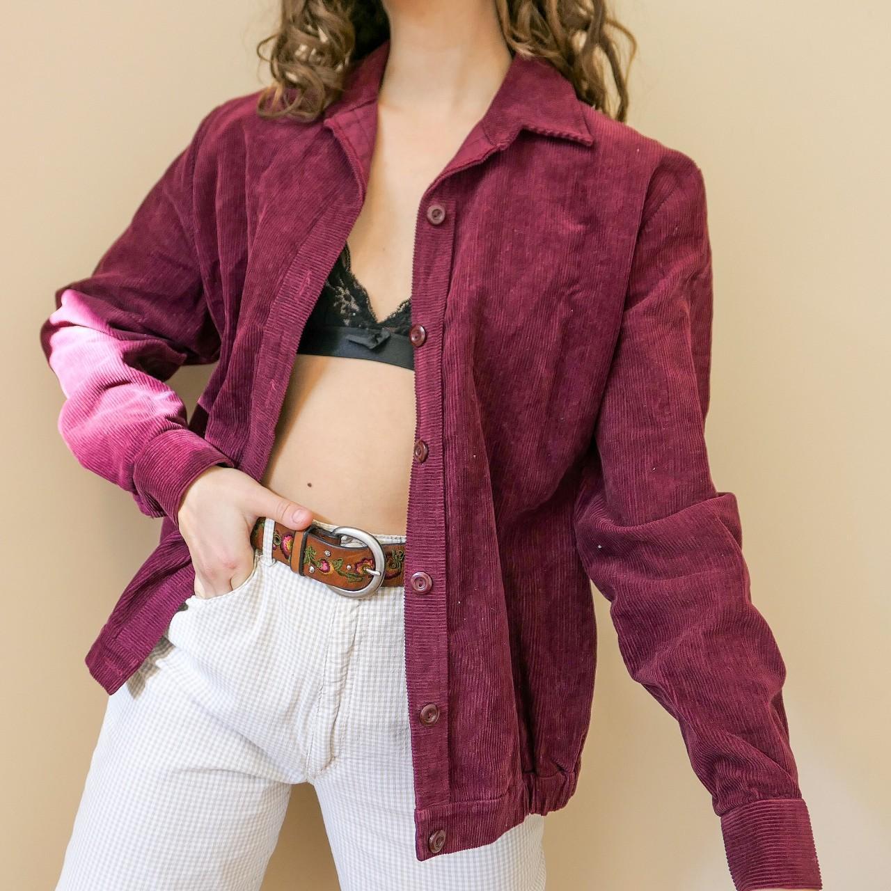 true 70s vintage burgundy corduroy button up jacket... - Depop