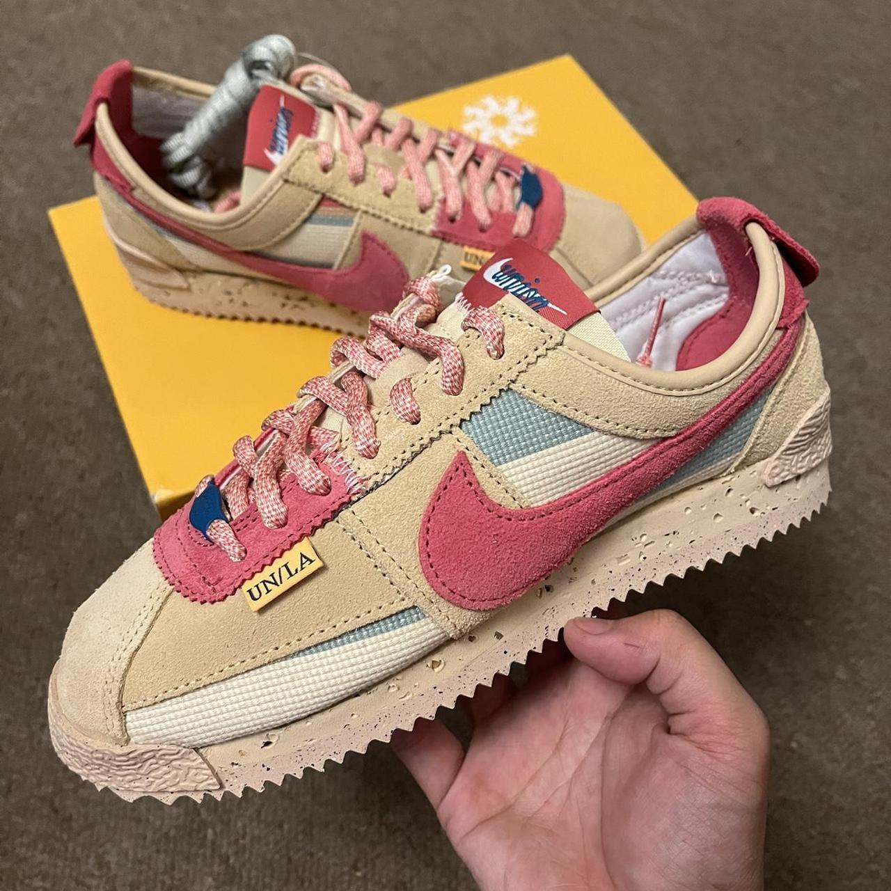 nike cortez pink yellow
