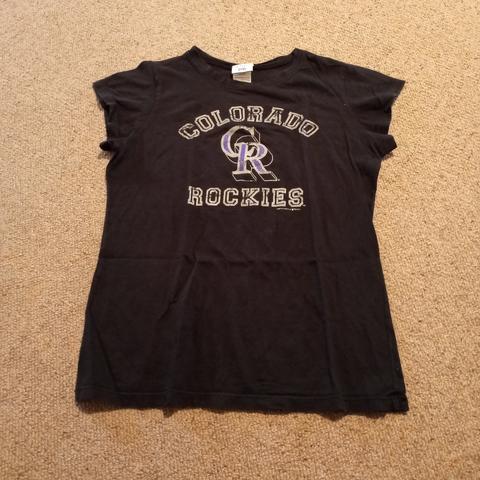 PINK Women's Colorado Rockies Baseball Black Top - Depop