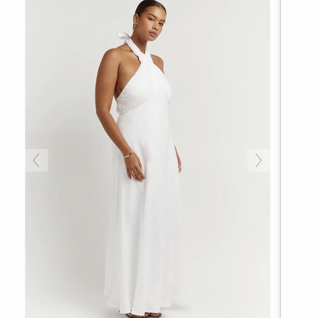 NWT Alexis Midi White Linen Dress from DISSH, US - Depop