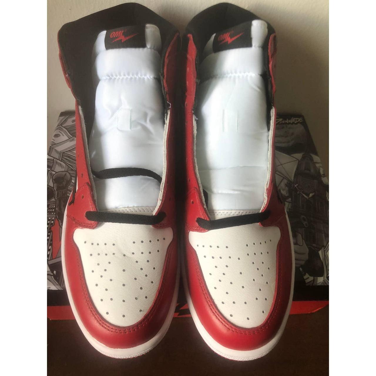 Men's White and Red Trainers | Depop