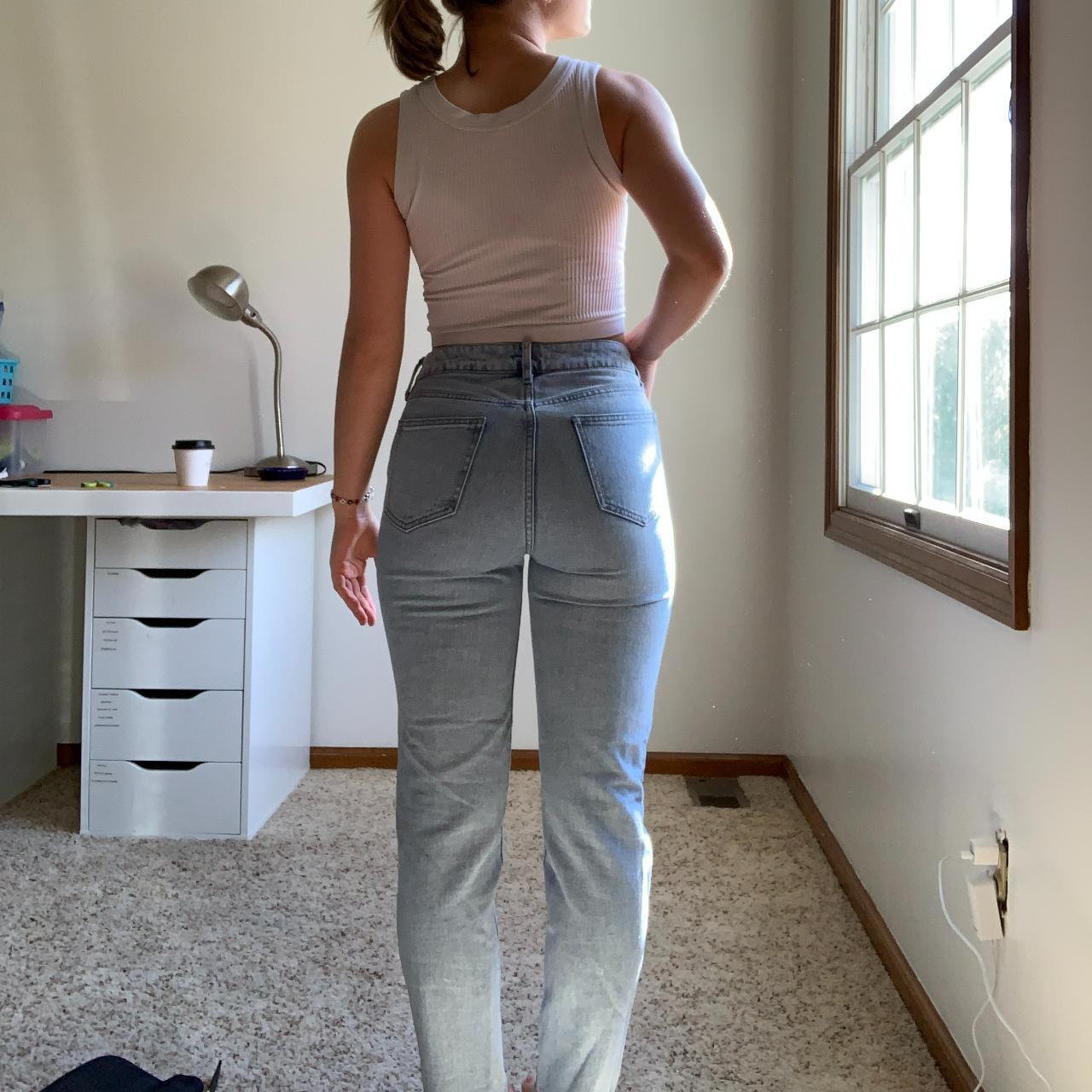 Light Wash Mom Jeans No Rips Medium Waisted Super Depop