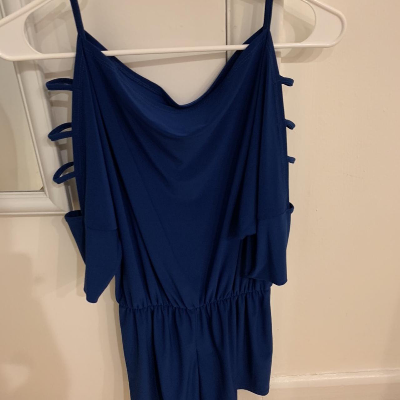 Blue romper with cute sleeve cutouts. Can be worn... - Depop