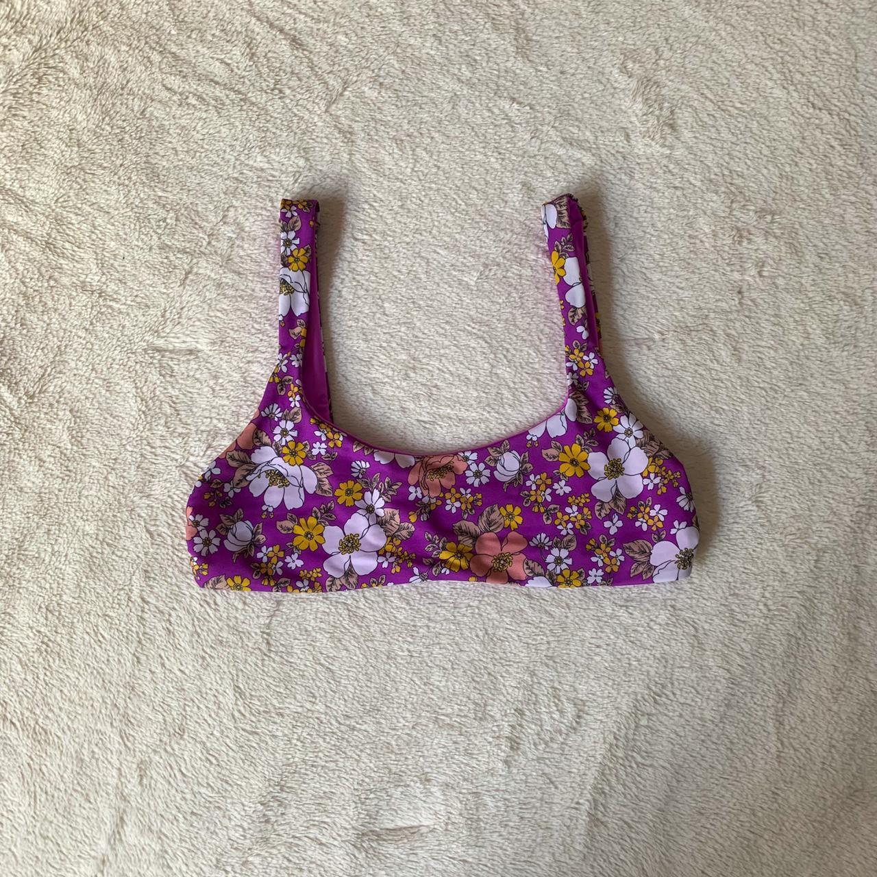 Purple Floral Veronica Beard Celeste Bikini Top Depop