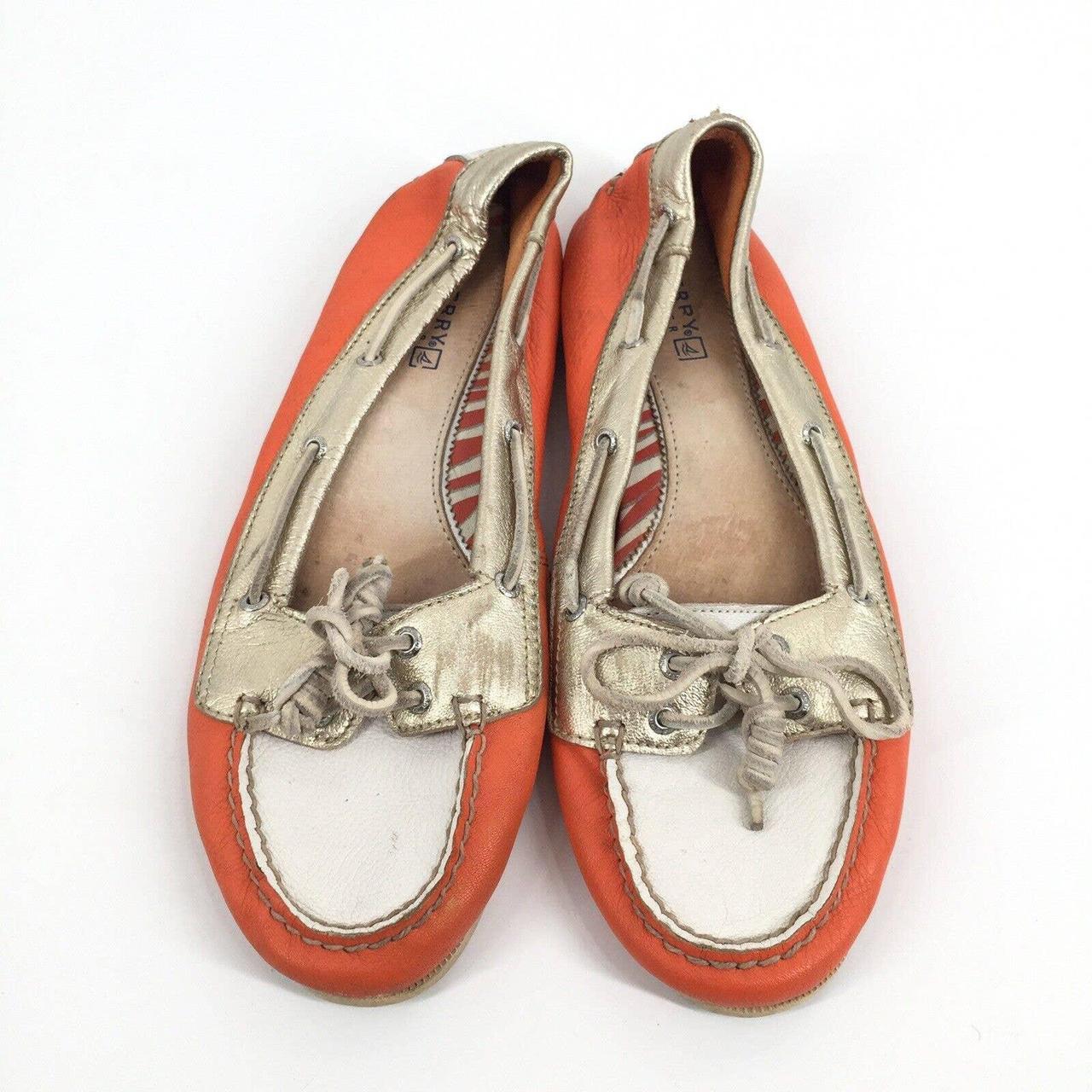 Sperry Women's Orange and White Loafers (2)