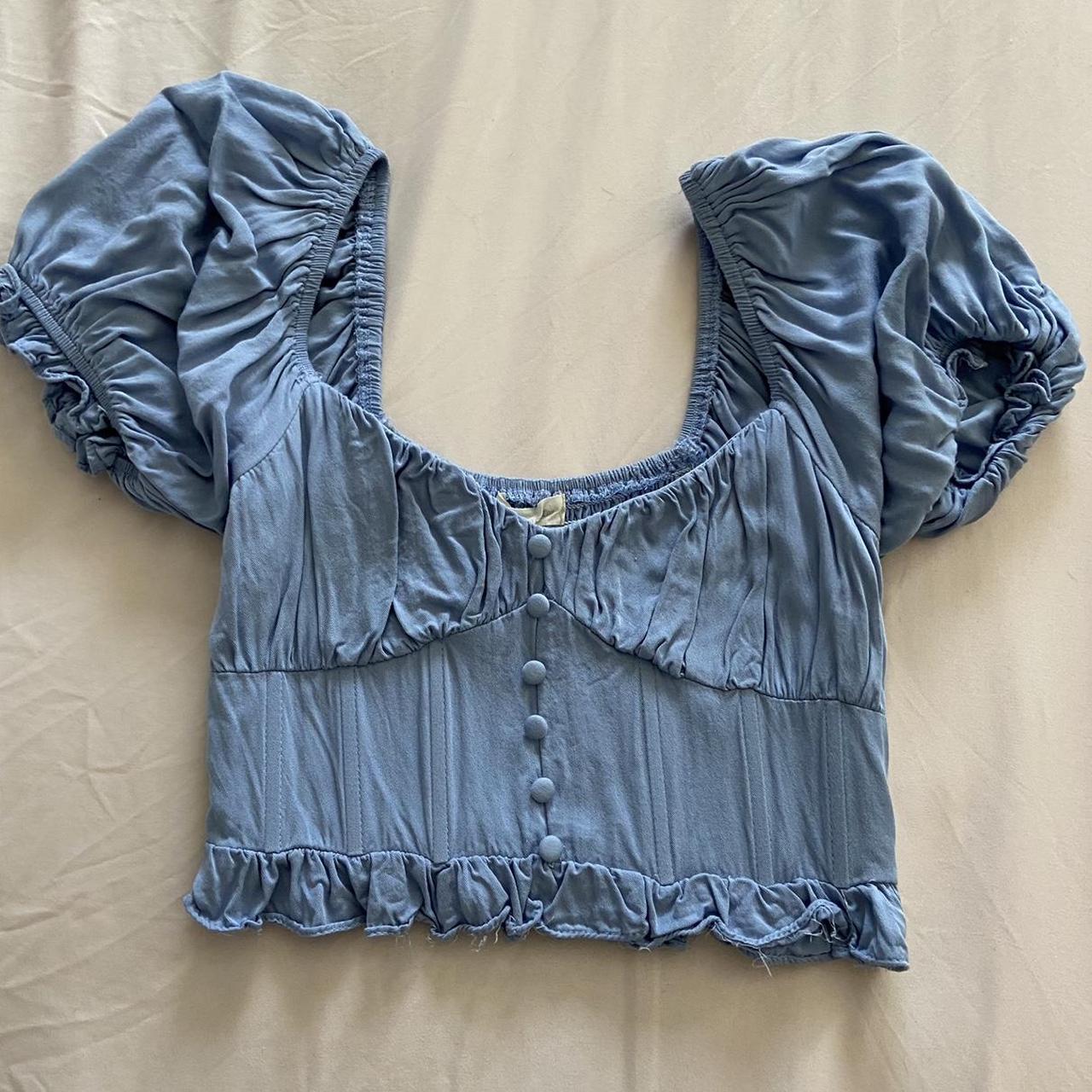 Urban Outfitters Corset Ruffle Top 💙 blue corset... Depop