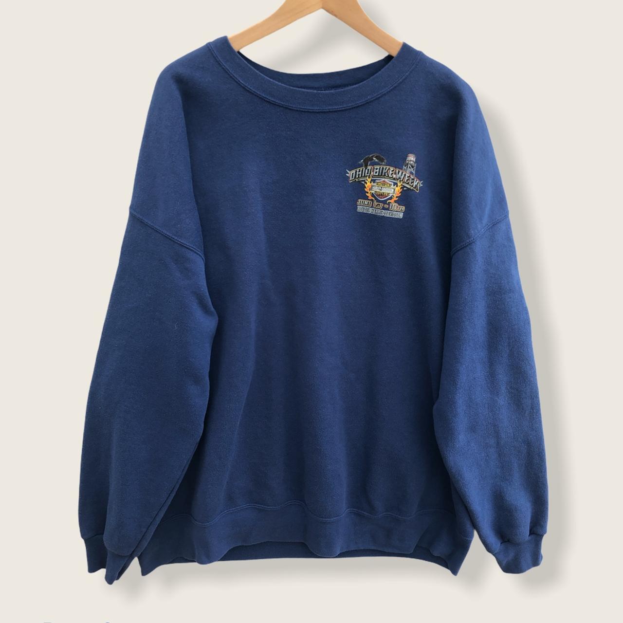 Harley Davidson Men's Blue Sweatshirt | Depop